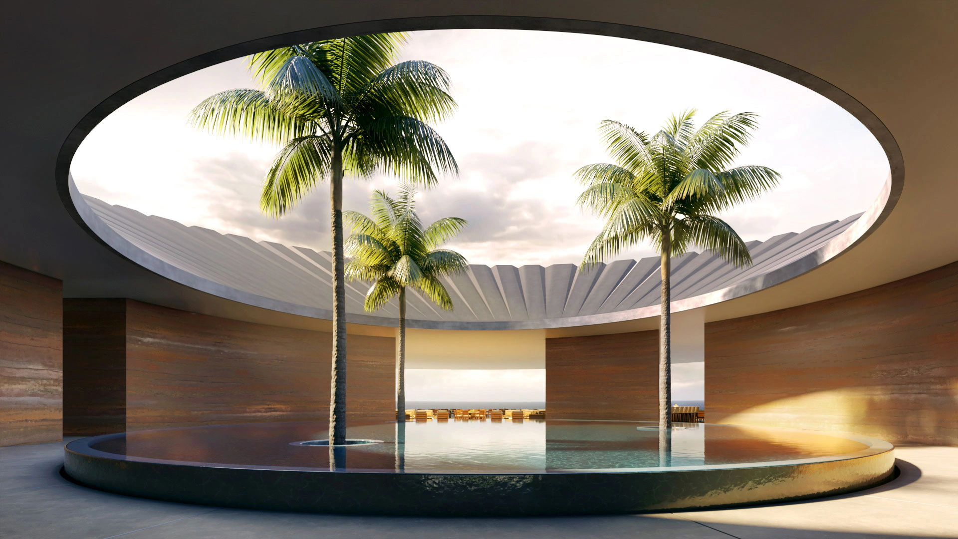 Jeff Brink rendering of a hotel lobby on the Big Island of Hawaii